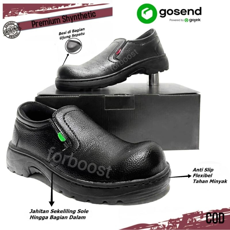 sepatu safety ujung besi Kickers slip on ujung besi/sepatu kerja santai dan berat/lapangan