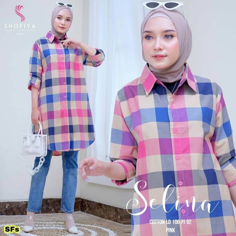 Tunik kotak katun terbaru/siap COD/Tunik Adem Tunik Terbaru/tunik katun