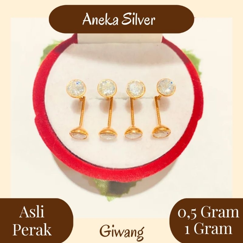 Giwang Mata Burung, Sepuh Emas Putih, Perak 925