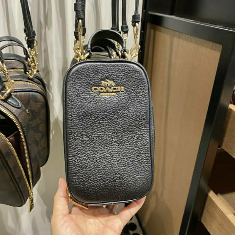 Coach Eva Phone Crossbody In Black
