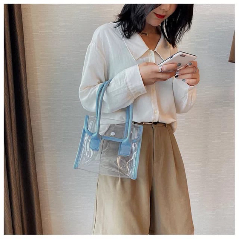 Tas wanita mika HIKARA - Handle bag transparan - Tas mika korea - Tas wanita murah