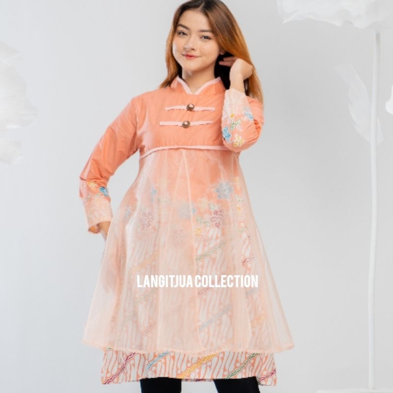 ANISA TUNIK PIAS KOIN BATIK ORGANZA BAJU LEBARAN 2023| DRESS BAJU KONDANGAN MEWAH