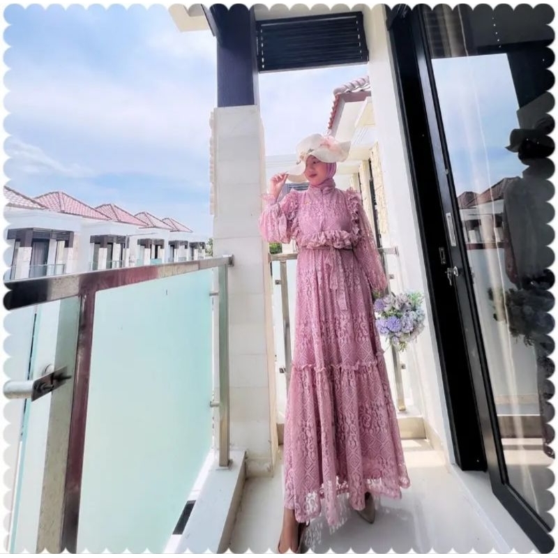 IVORY DRESS BROKAT CANTIK PREMIUM FULL FURING