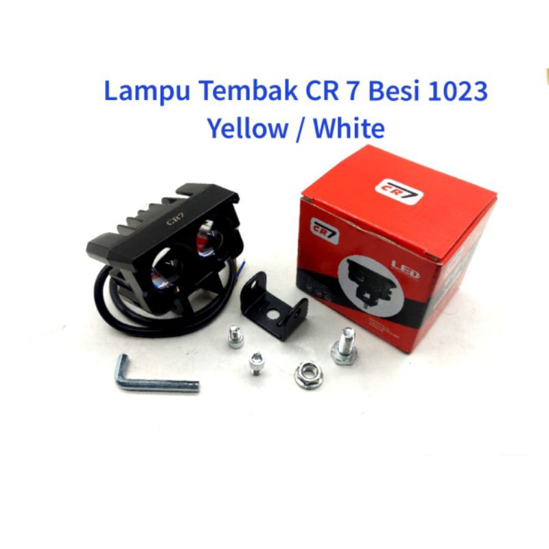 LAMPU TEMBAK CR7 1023 2 MATA BESI PUTIH/KUNING
