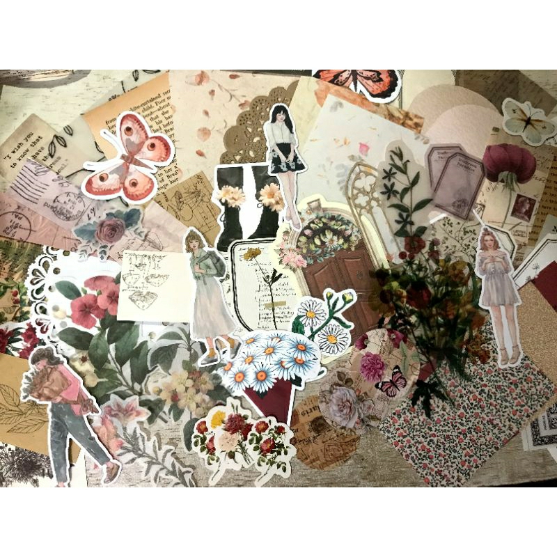 

70++ Journaling Kit/Scrapping/Bujo Vintage Flower Girl theme
