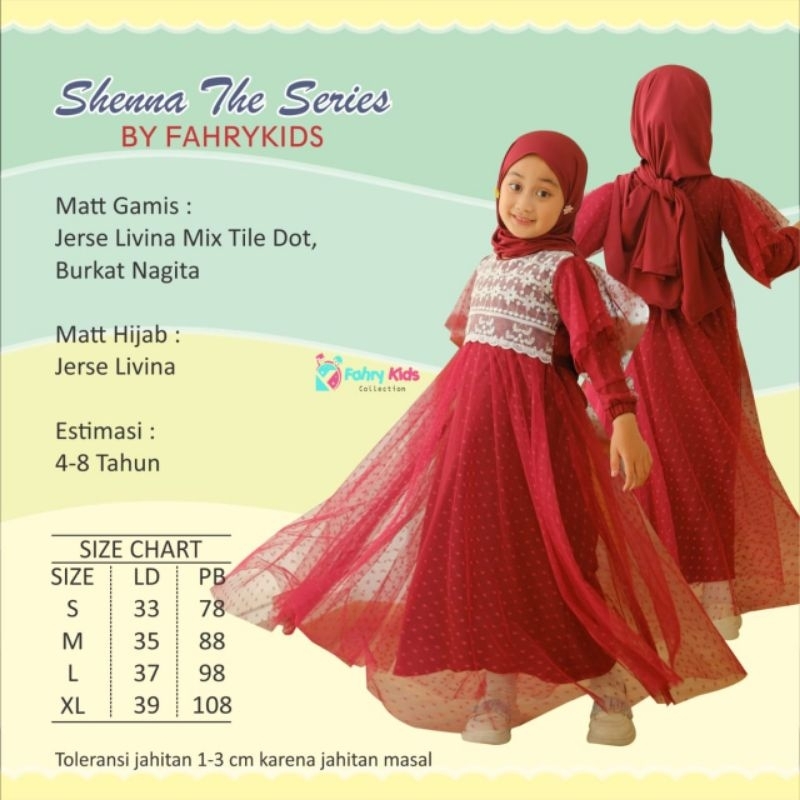 GAMIS SHENNA THE SERIES by FAHRY KIDS size 3-9 tahun gamis sheanna fahrykids