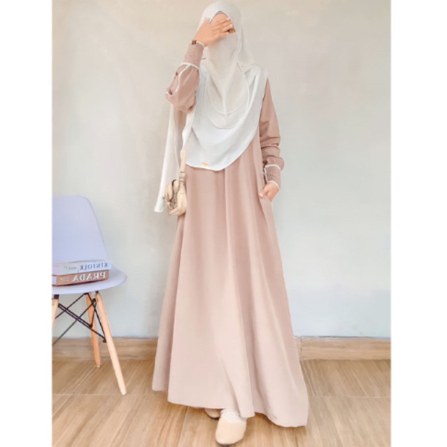 Abaya Jenna List Putih Bahan Yoryu Cardenza(Abaya saja)