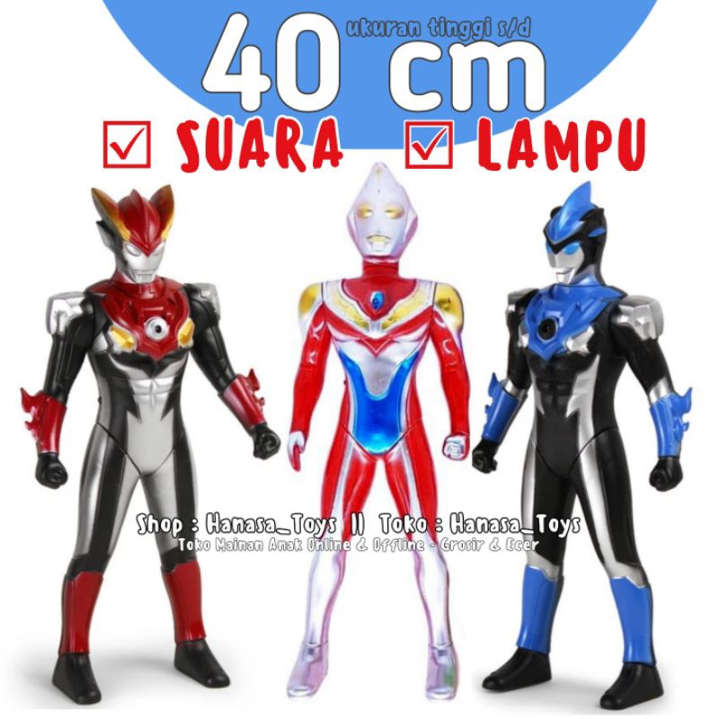 Mainan Ultraman Dyna R/B Rosso Blue s/d 40 CM Besar Dengan Lampu dan Suara