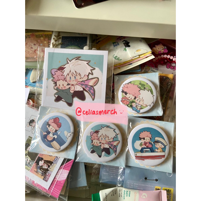 JJK Fanmerch Polaroid Glitter Badge Gojo Yuuji Jujutsu Kaisen