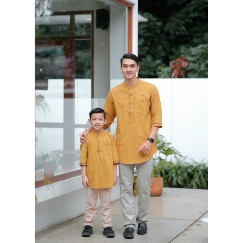 Baju Koko Kurta Couple Ayah Anak Sage Green Habib