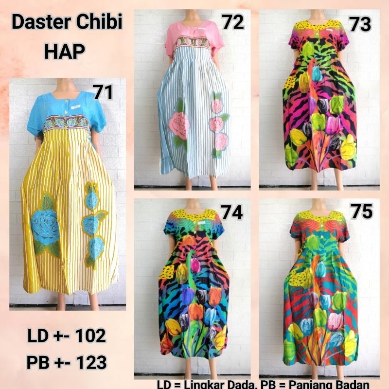 Daster Chibi Lengan HAP Aneka Motif LD 102 Adem Busui Friendly