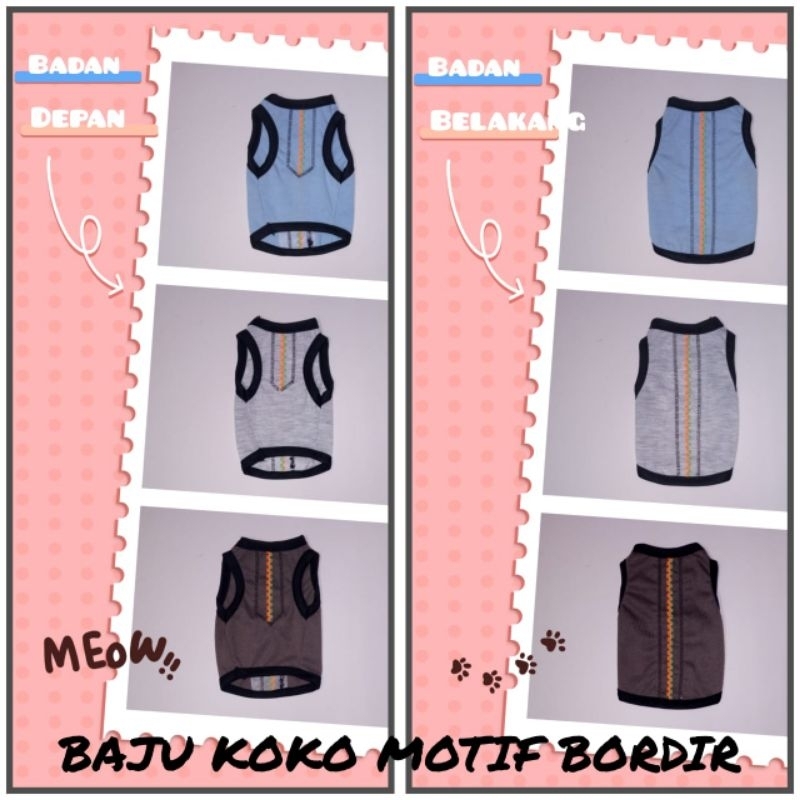 BAJU KOKO KUCING MOTIF BORDIR