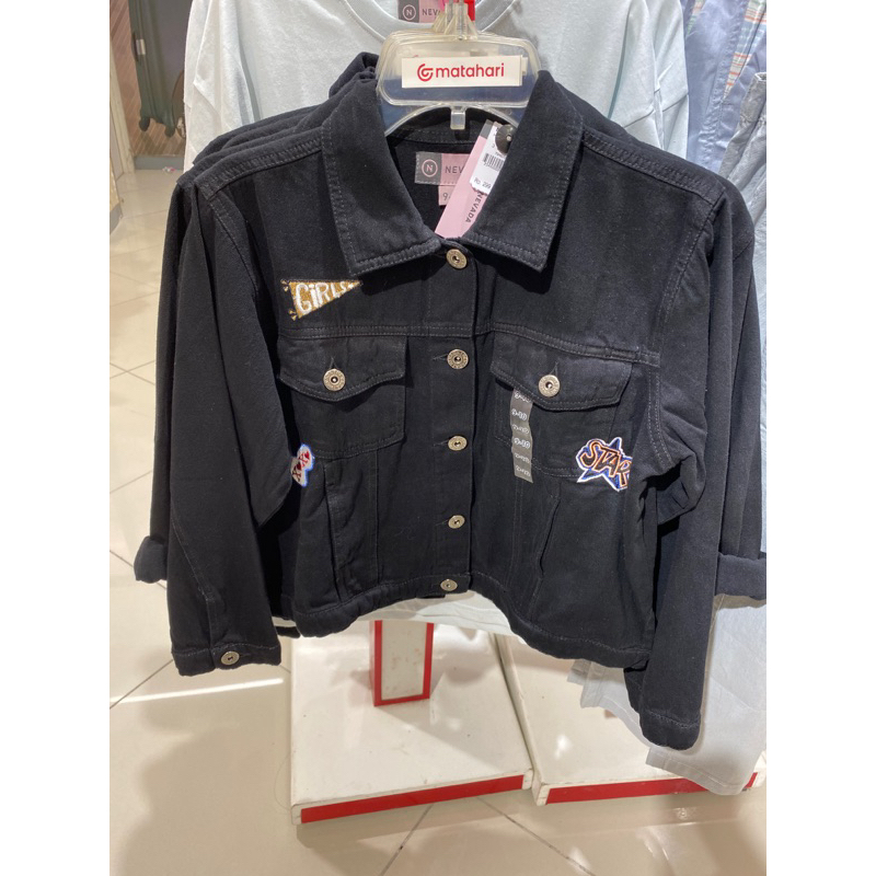 jaket jeans anak cewe 7-14 tahun warna hitam by nevada