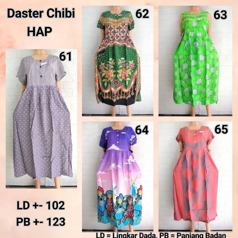 Daster Chibi Lengan HAP Aneka Motif LD 102 Adem Busui Friendly