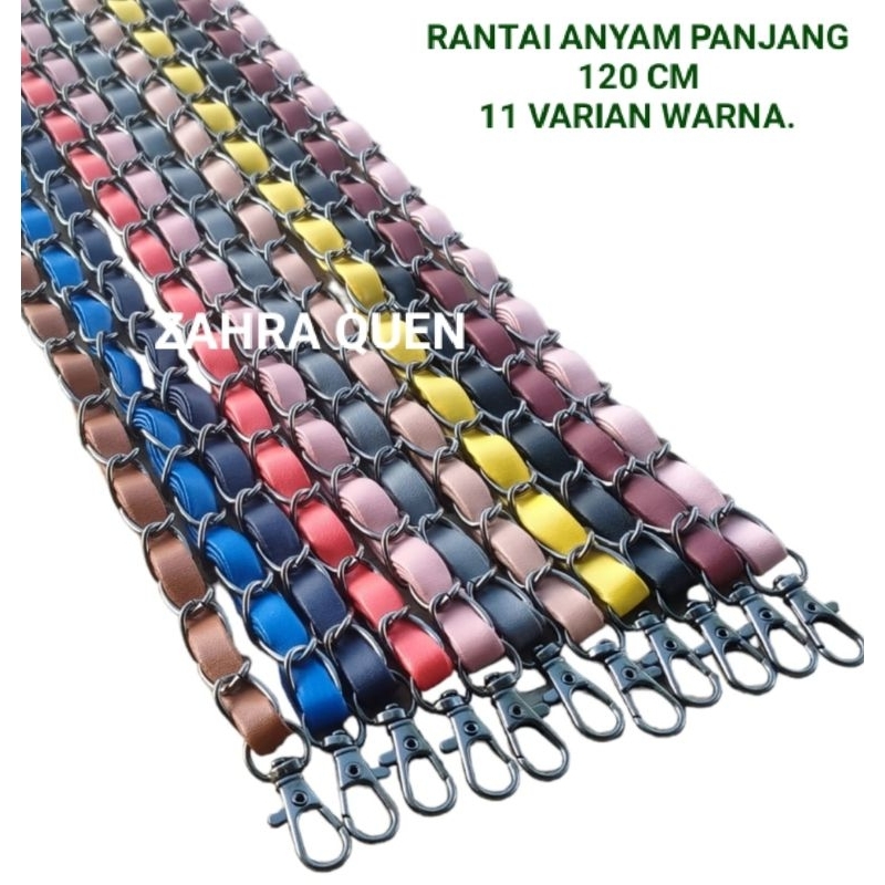 TALI RANTAI TAS WARNA HITAM MOTIF ANYAMAN UKURAN 120 CM