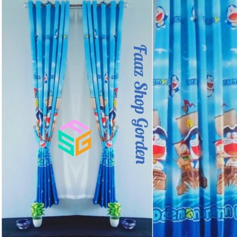 Gorden Jendela Kamar Gorden Pintu Minimalis Gorden Blackout Motif Karakter Doraemon Korden