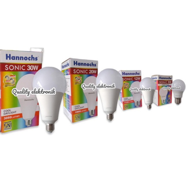 HANNOCH SONIC BULB LAMPU LED 5watt 12watt 20watt 30watt CAHAYA PUTIH