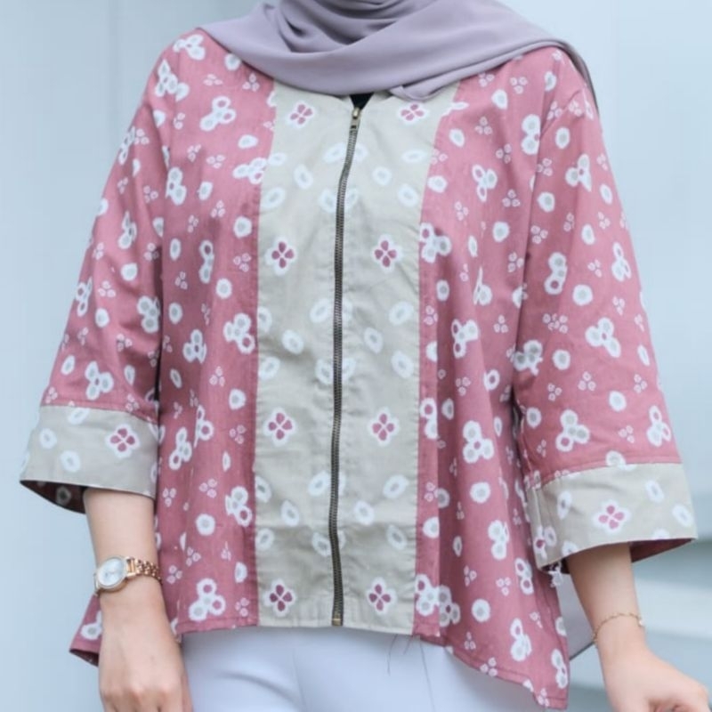 Blazer Katun wanita halus kekinian batik etnik wanita murah Baju luar motif outer anak cewek remaja ibu abg cardigan blezer rompi bolero vest cardi big size besar Atasan Modern Katun trendi kece trendy praktis seragam kembar Korean style etnik kasual