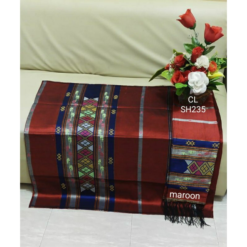 Set selendang+sarung  sutra hongkong kilat tenun siantar