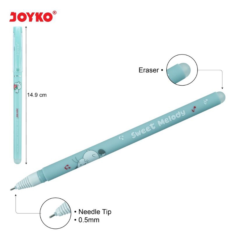 Erasable Gel Pen Pulpen Bisa Dihapus Joyko GP-334 Shokyo 7 Gel 0.5 mm 12pcs