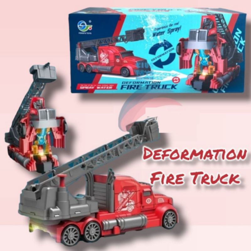 Mainan Anak Fire Truck Deformation B/O Mainan Fire truck pemadam baterai