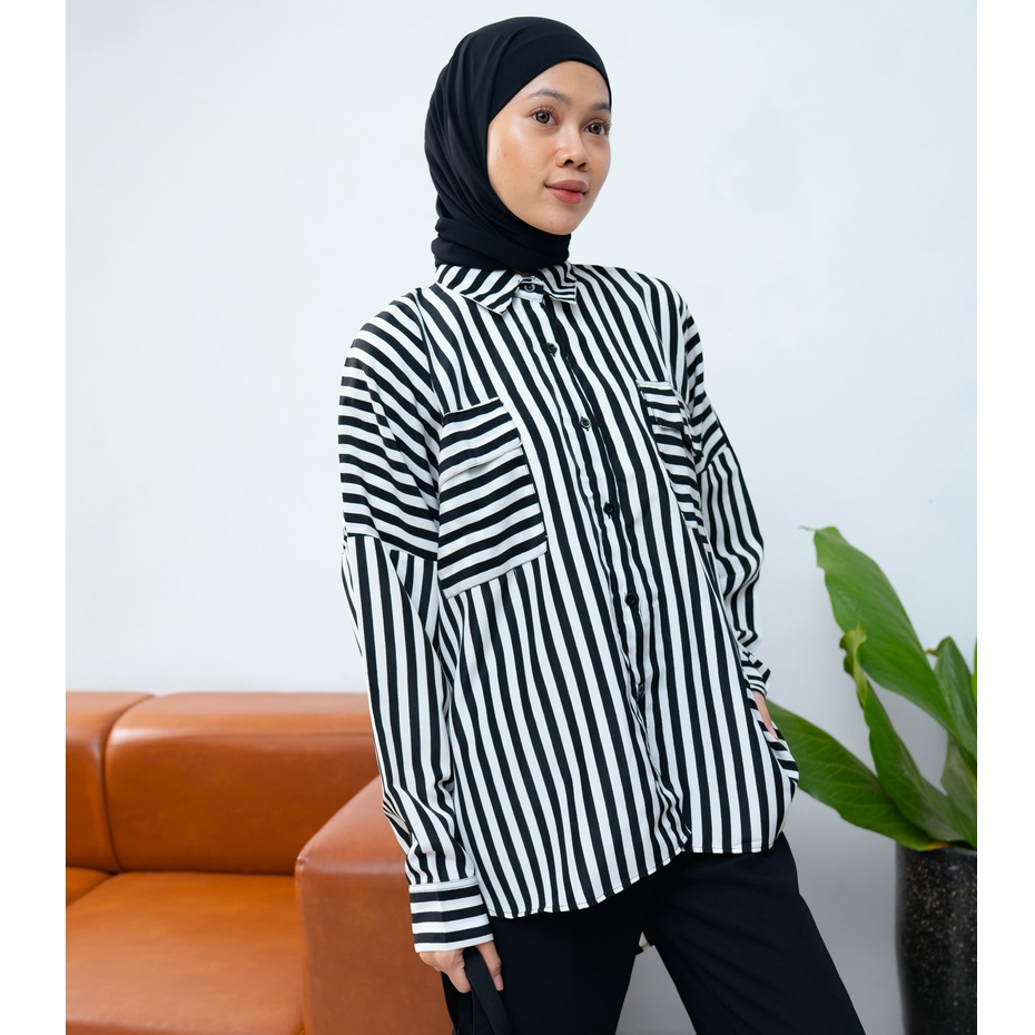 KEMEJA SALUR KATUN LYDIA DAILY LONG SHIRT OFFICE SHIRT PREMIUM B549 CO