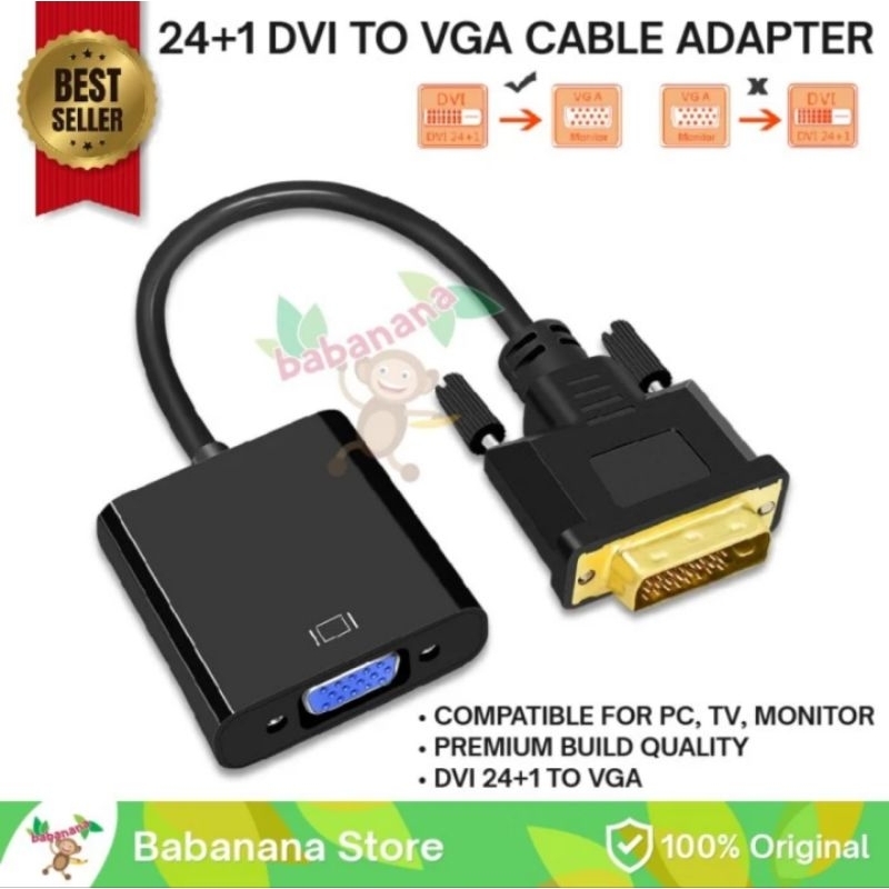 KABEL KONVERTER DVI 24+1 TO VGA ADAPTER CABLE CONVERTER PC DISPLAY HUB