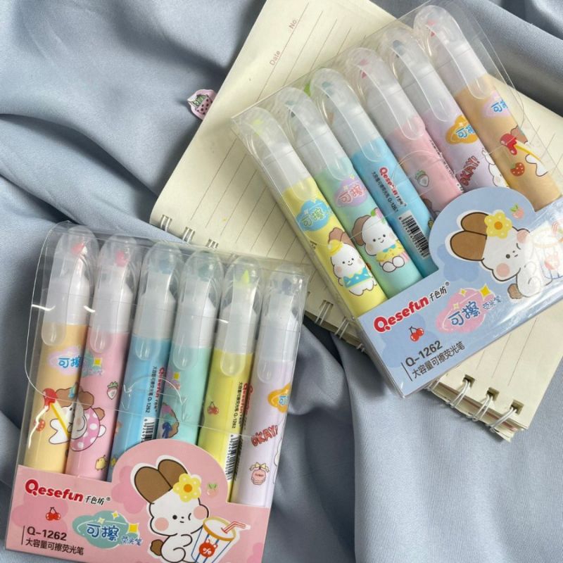 

KIANDAA 6PCS HIGHLIGHTER BISA DIHAPUS 2 SISI 1PACK LENGKAP ERASABLE STABILO