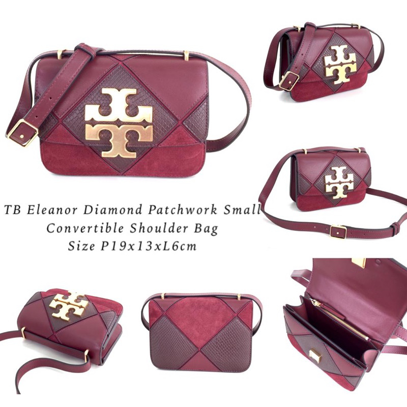 TB Eleanor Diamond Patchwork Small Convertible Shoulder Bag