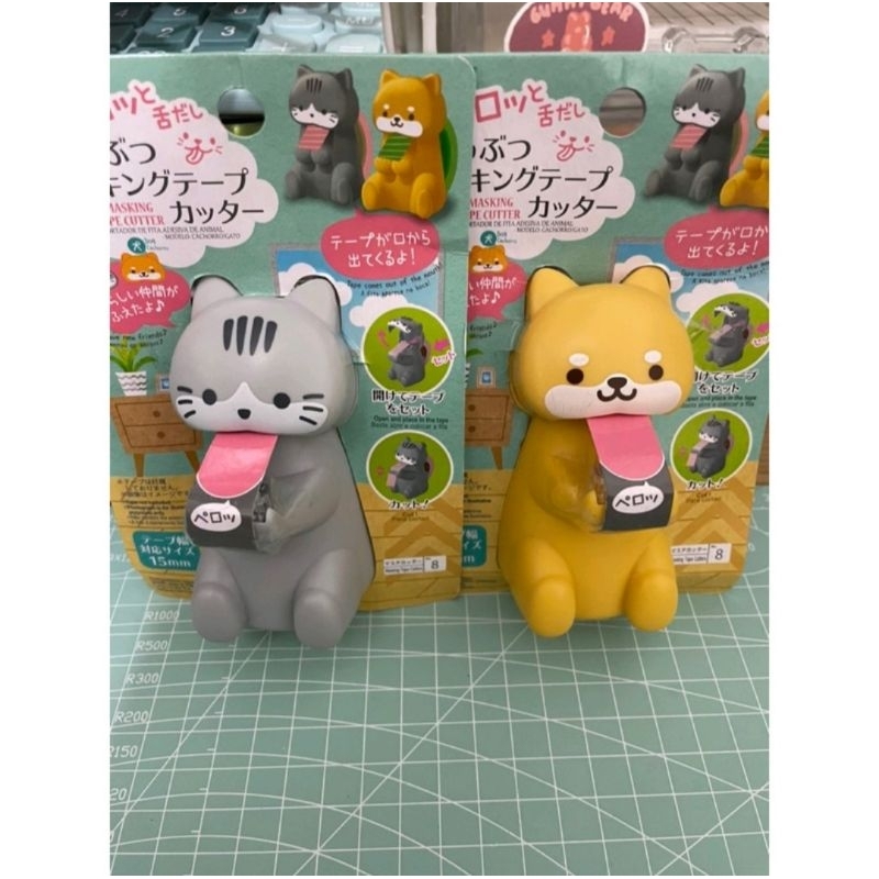 

Japan Animal Washi Tape Dispenser Cutter Cat / Shiba Dog Tempat Lakban Gunting Potong Tape