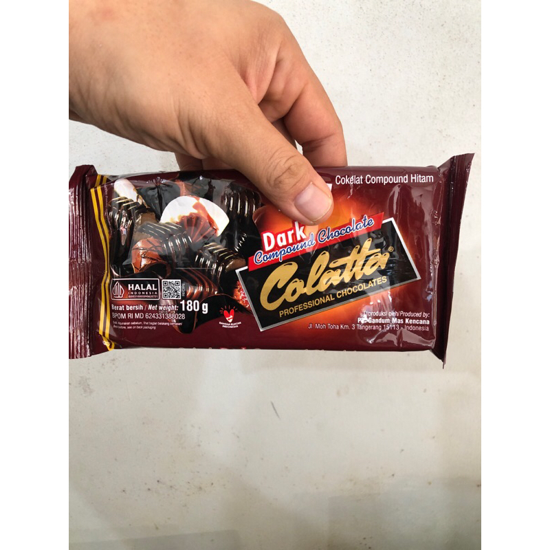 Dark compound chocolate COLLATA 180grm /dcc /coklat batang