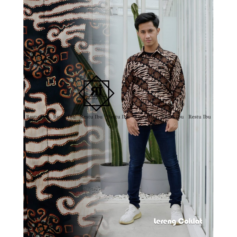 KEMEJA BATIK LENGAN PANJANG PENDEK - KEMEJA BATIK MOTIF PARANK COKLAT - KEMEJA BATIK LENGAN PANJANG 