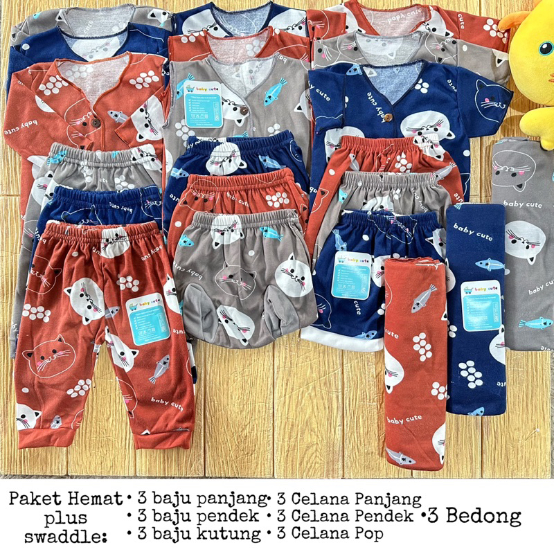 21pcs Paket Hemat Set Bedong Perlengkapan Baju dan celana Bayi kado Baru Lahir, 3-6 dan 6-12 bulan promo 8.8