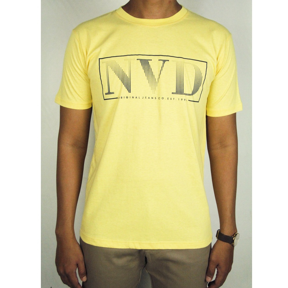 COD | Kaos Oblong Pria Lengan Pendek COLE Regular Fit Kuning Cotton Stretch 08