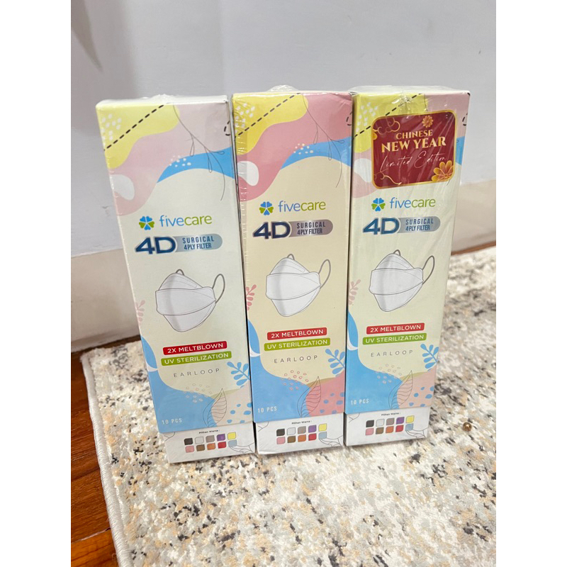 Masker 4D 4 PLY FIVECARE / masker five care - MERAH