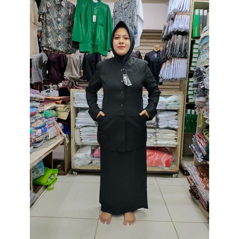 Setelan Rok Dan Blazer Dinas Wanita Warna HITAM Untuk Guru / PNS