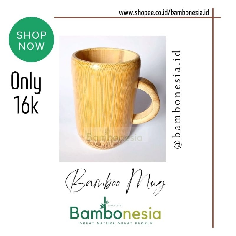 Cangkir Bambu Unik Mug Gelas Bambu 250ml Foodgrade Glossy