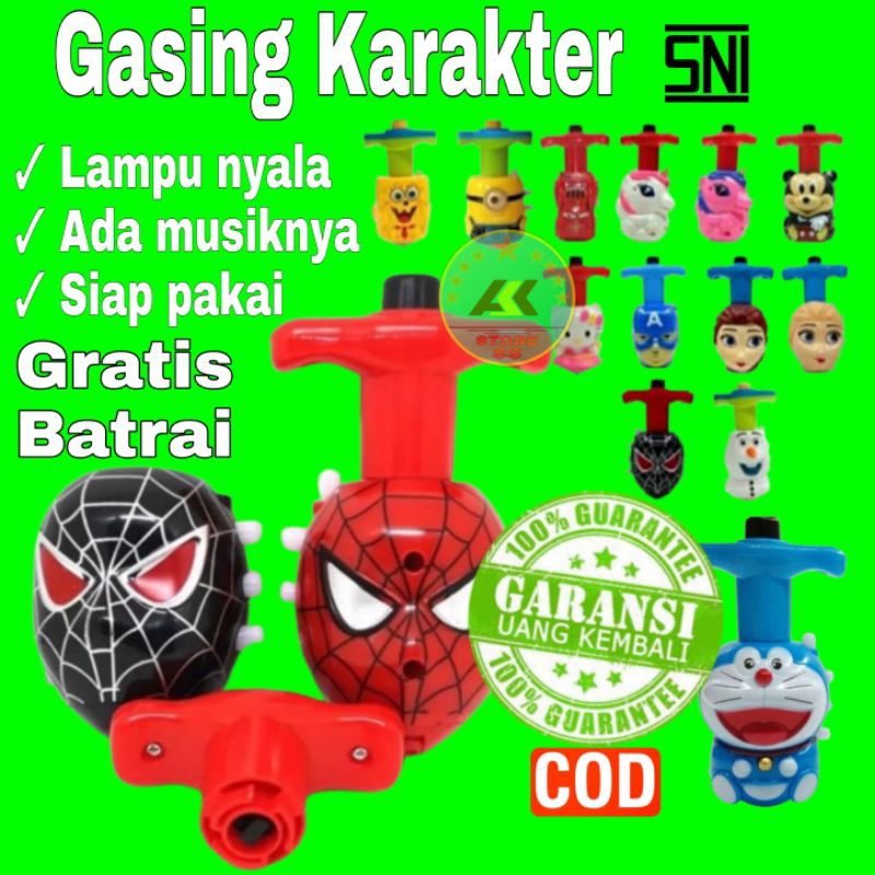 Ready Promo Mainan Anak Gangsing Karakter Lampu Nyala dan Suara Gasing Beyblade Spiderman Captain Am