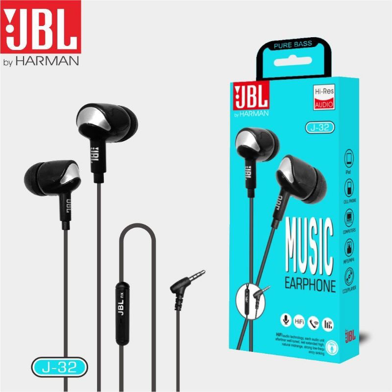 HEADSET JBL J32 STEREO BASS PREMIUM IMPORT HF / EARPHONE JBL J32 XTRA BASS