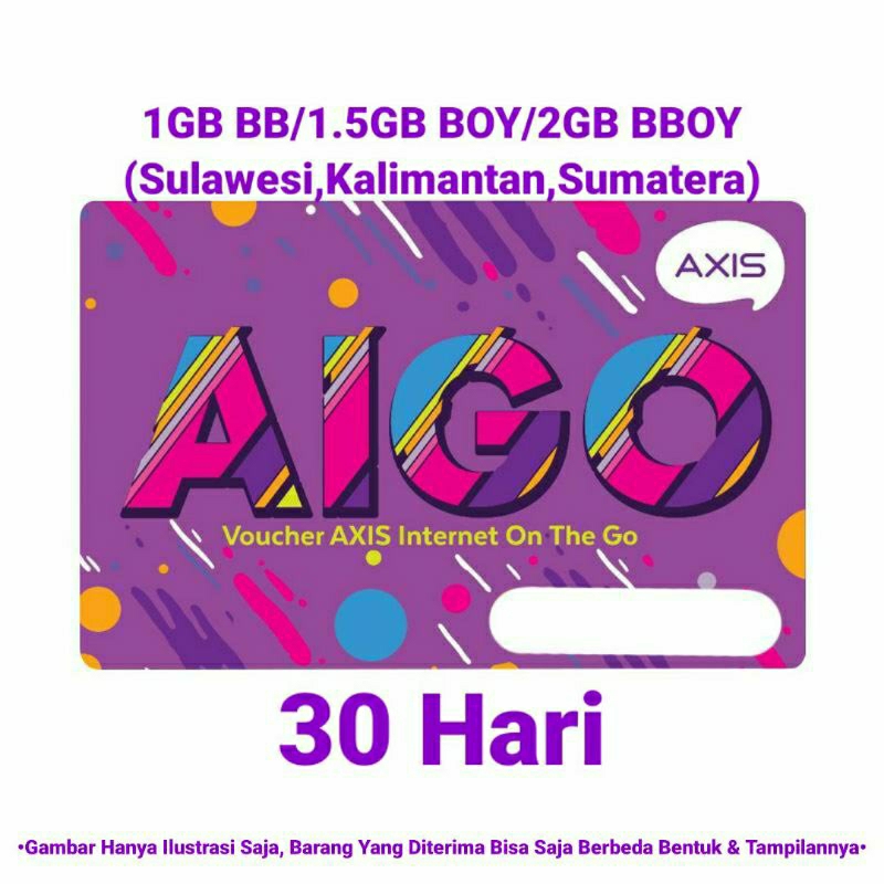Voucher Fisik Paket Data/Kouta Axis 1GB BB/1.5GB BOY/2GB BBOY, 30Hari (Sumatera,Kalimantan,Sulawesi)