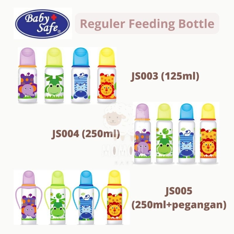 Baby Safe Botol Susu Reguler Slim Neck Feeding Bottle 125ml 250ml JS003 JS004 JS005 Botol Susu Bayi Babysafe Shrink Wrap