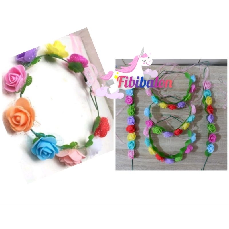 Mahkota bunga besar warna mix/Bando bunga besar/Bando mahkota bunga