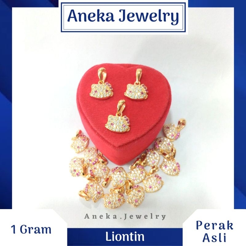 Liontin Hello Kitty Cor Mata Full, Sepuh Emas Kuning, Perak 925