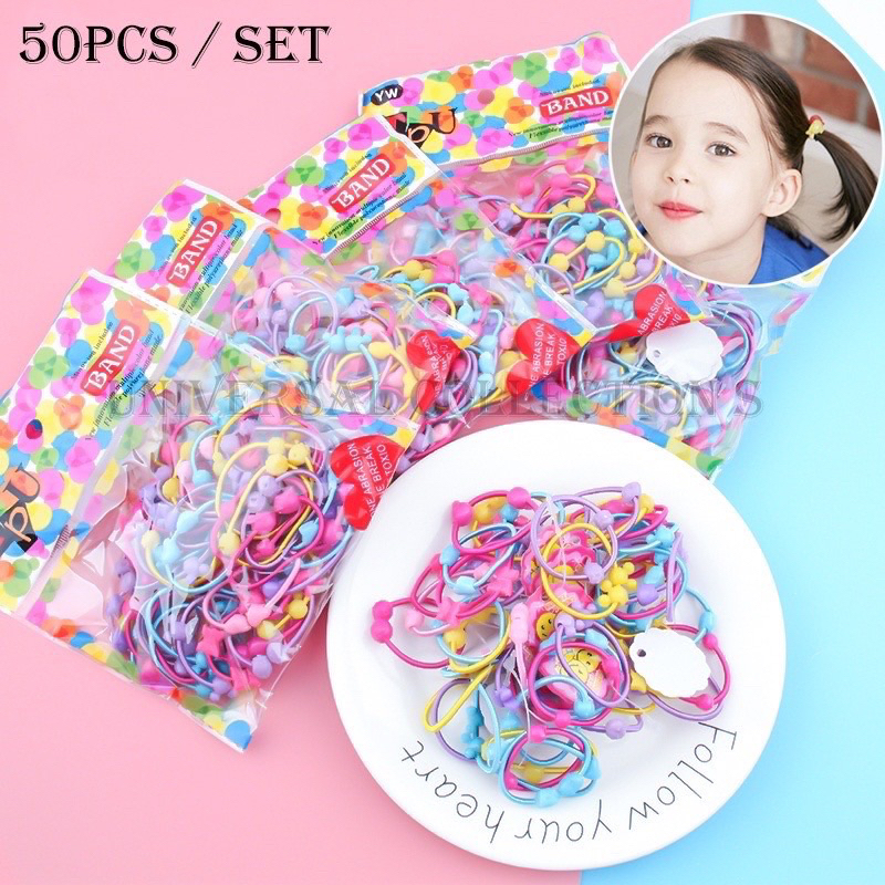 50pcs Karet Rambut Anak Colorful