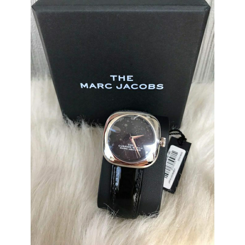Marc Jacobs The Cushion Watch MJ0120179301 Ladies Black Dial Black Leather Strap