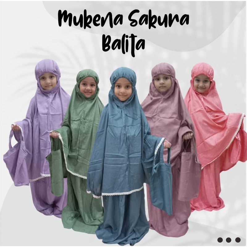 mukena anak mukena balita mukena polos renda 3-5 tahun