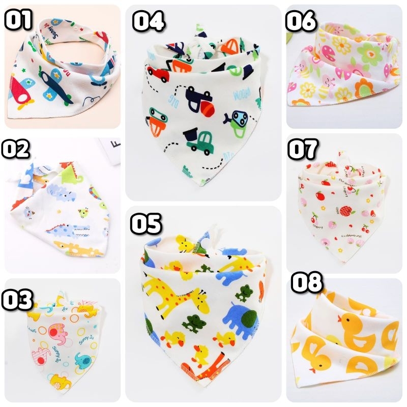 Slaber Bib / Tatakan liur Celemek Makan Bayi segitiga Slaber Motif