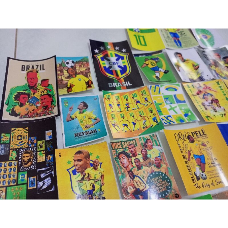 Stiker Brasil Timnas Selecao Vinyl Pack Neymar Ronaldo Kaka Ronaldinho dll
