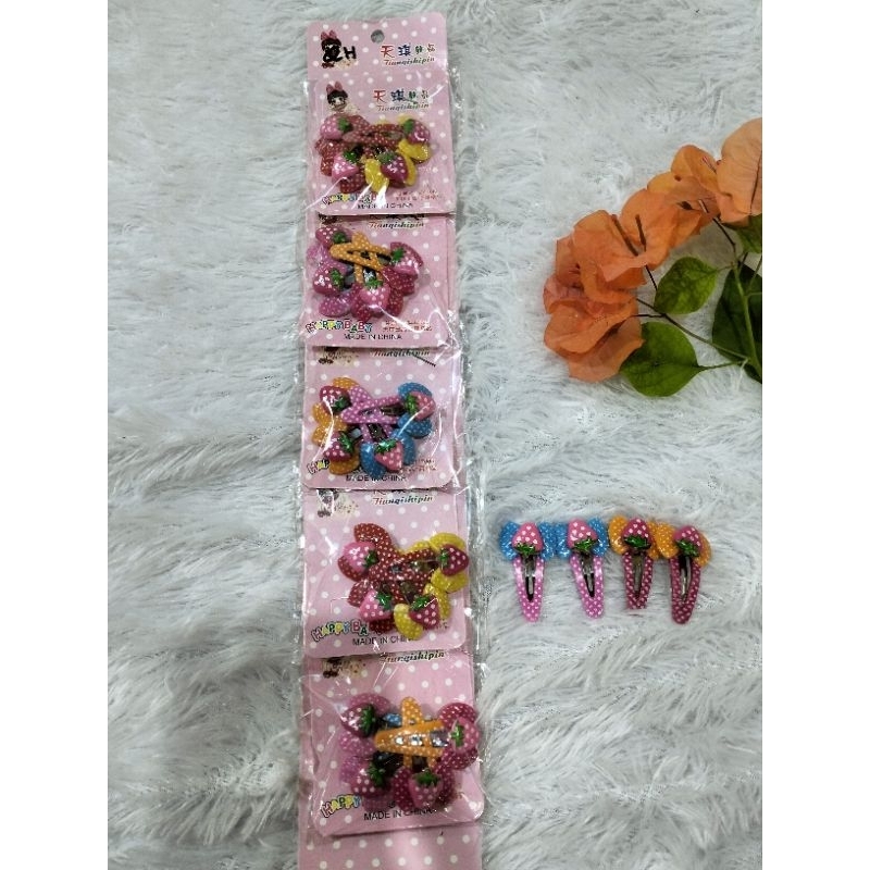 japit strawberry lucu isi 4pcs / jepit tiktok