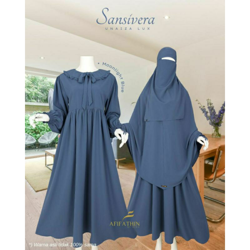 Gamis Terbaru Hitam Polos Syar'i  Premium Dewasa Sansivera By Afifathin